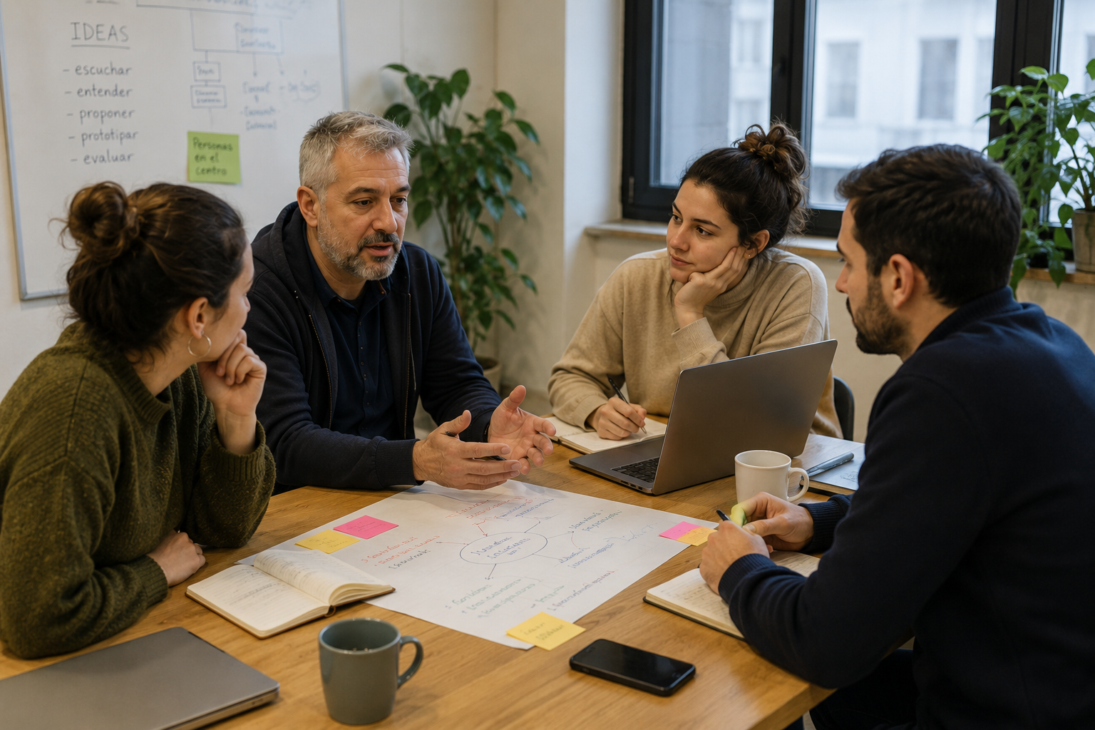 Personas trabajando sobre una necesidad social